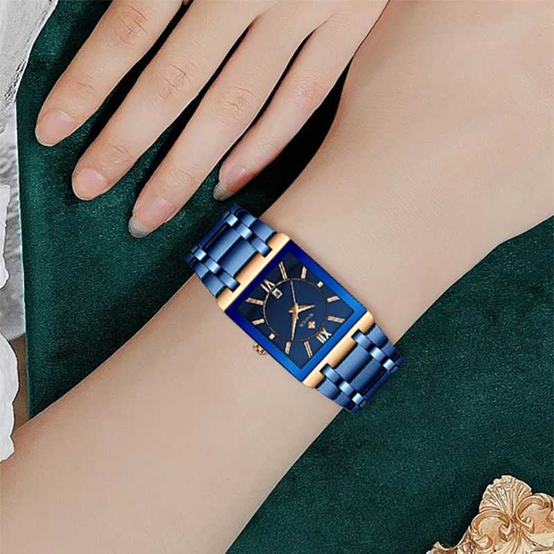 2024 WWOOR New Wen Watches Top Brand Luxury Wens Bracelet Blue Square Watch Ladies Dress Quartz Wristwatch Womens Watch X250203