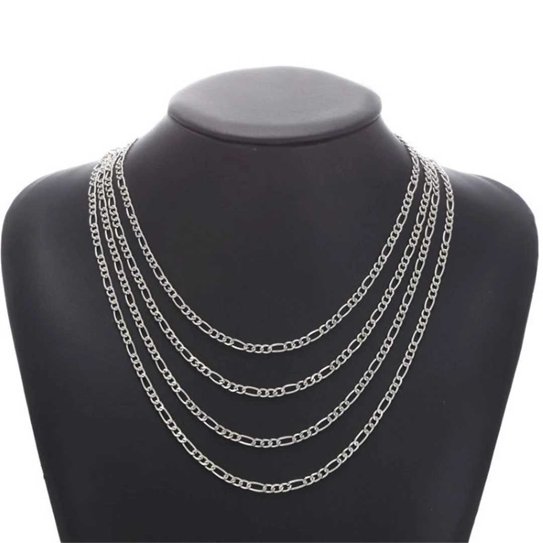 Fashion New Figaro Chain Necklace Mens Punk Silver Color Stainless Steel Long Necklace Mens Hip Hop Jewelry GiftXJ250121
