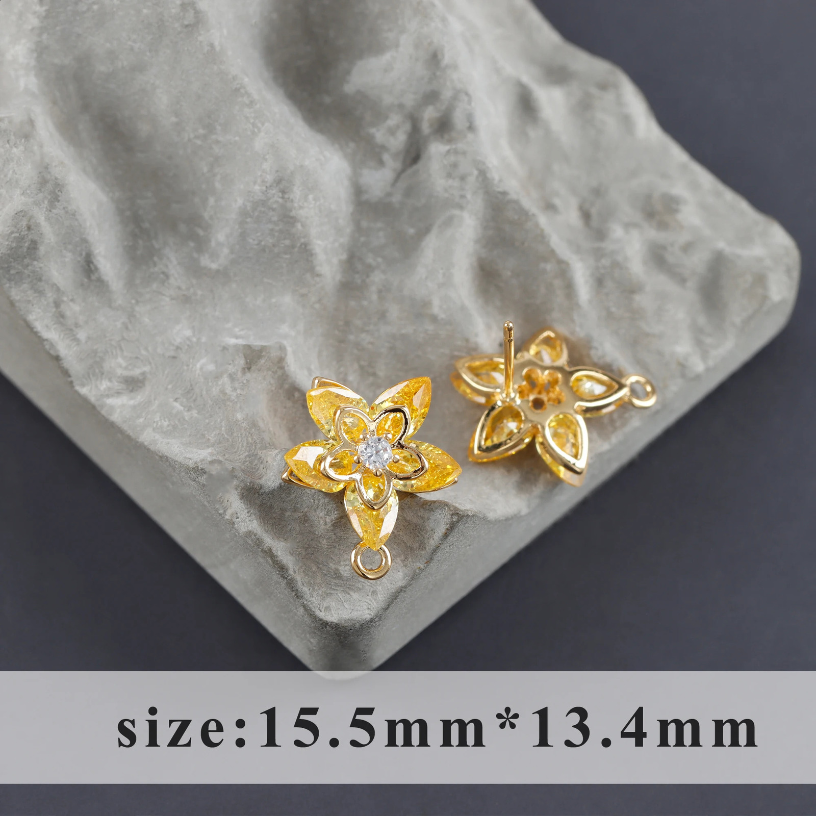 GUFEATHER M1124jewelry accessories18k gold platedcopperzirconspass REACHnickel freeflower shapediy earrings10pcs/lot 250117