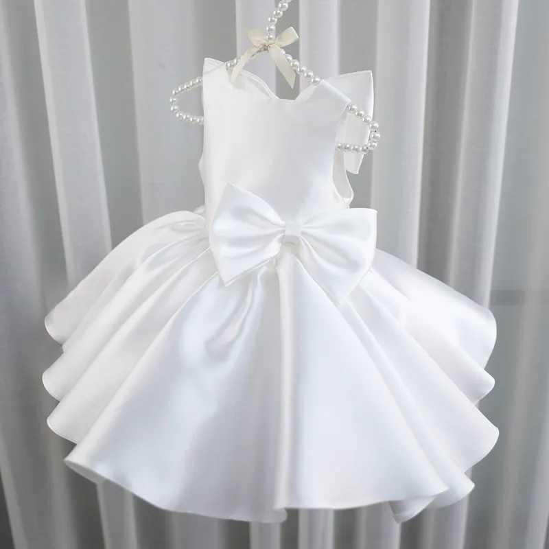 Big Bow Baptism Baby Girls Party Dress Christmas Costume Toddler 1st Birthday White Wedding Princess Dresses Girl Bridemaid Gown X250203