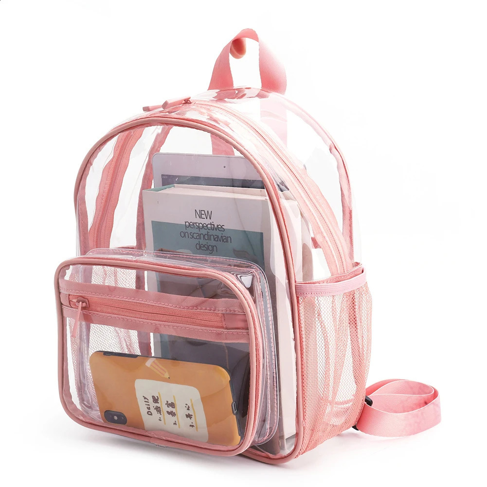 PVC Clear Shoulder Backpacks Top-Handle College Student Waterproof Rucksack 250122