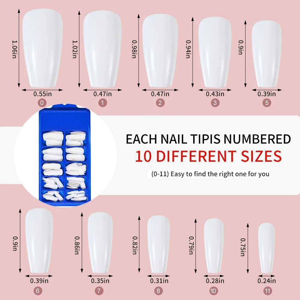 Diamond White Tips For Nails Extension 100pcs On Fake Ballerina Gel Nail Art Nude White Pink Press On Nails In Coffin 0.75inW250120