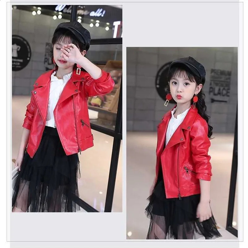 3 4 5 6 8 10 12 Years Spring Autumn Boys Leather Jacket Girls Zipper Fashion PU Childrens Coat Birthday Gifts Kids Clothes 250114
