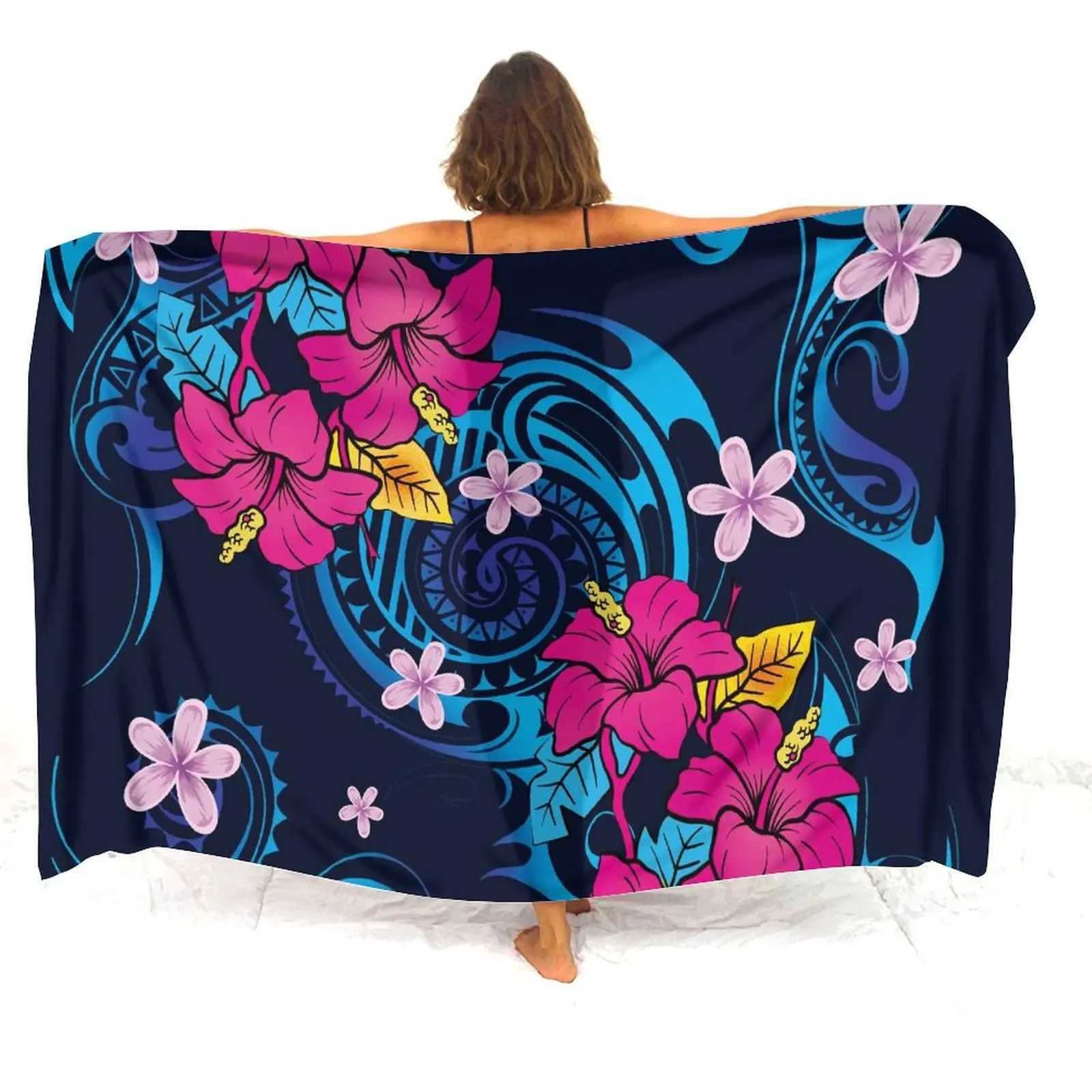 Beach Getay Soft and Comfortable Sarong Haian Fashion Beach Bikini Jacket Sarong Customized Polynesian Art Printed Flower Customization W250120
