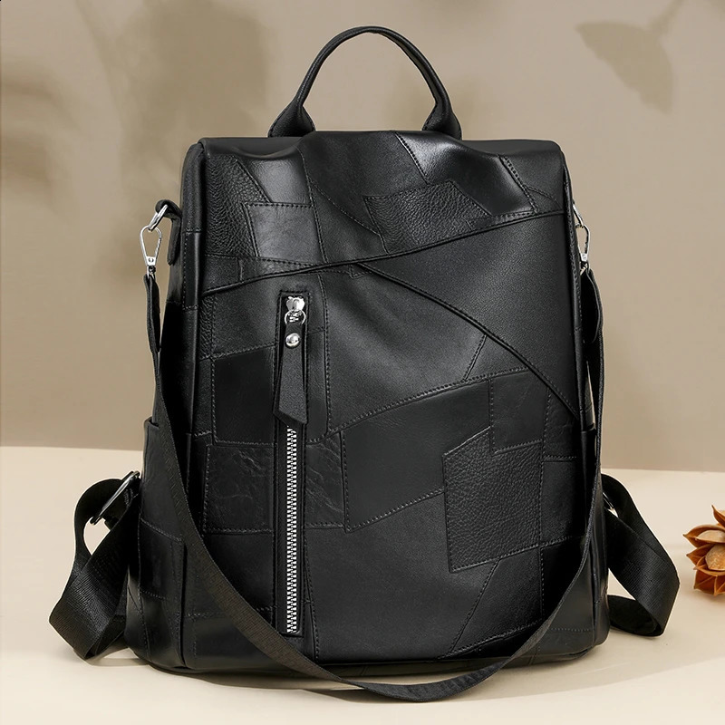 PU soft leather large capacity backpack 250122