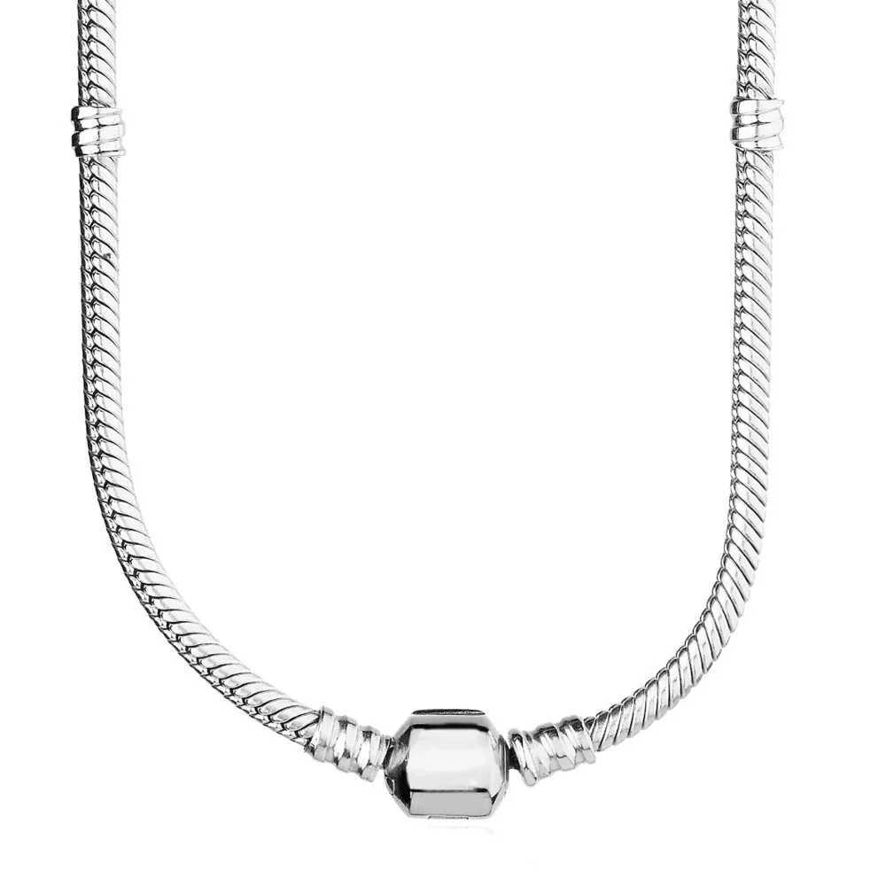 Original 925 Sterling Silver Moments Lobster Ball Barrel Clasp Snake Chain Necklace For Women Charm DIY JewelryXJ250114