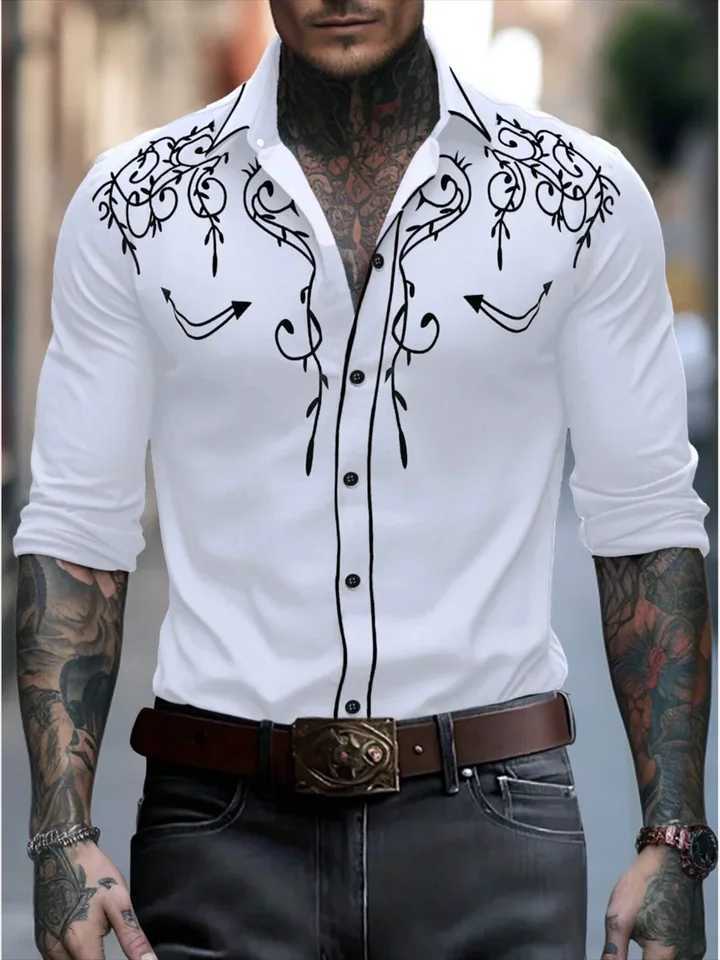 2024 Fashion lapel Long Sleeve mens Shirt Simple casual mens Street dance shirt European size 6XLXJ250121