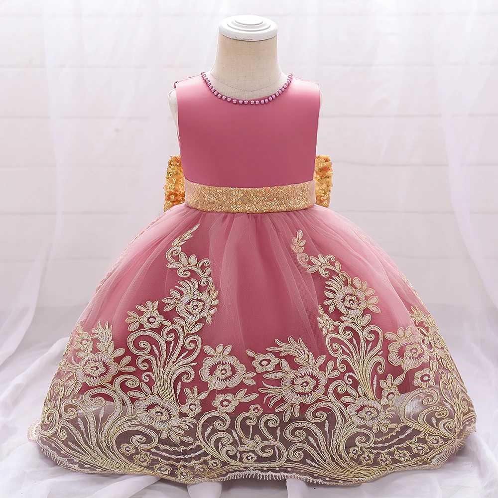 Vintage Girls Big Bow Wedding Bridesmaid Party Dress Kids Flower Embroidery Fashion Dresses Young Girl V-neck Clothes New Wear X250203