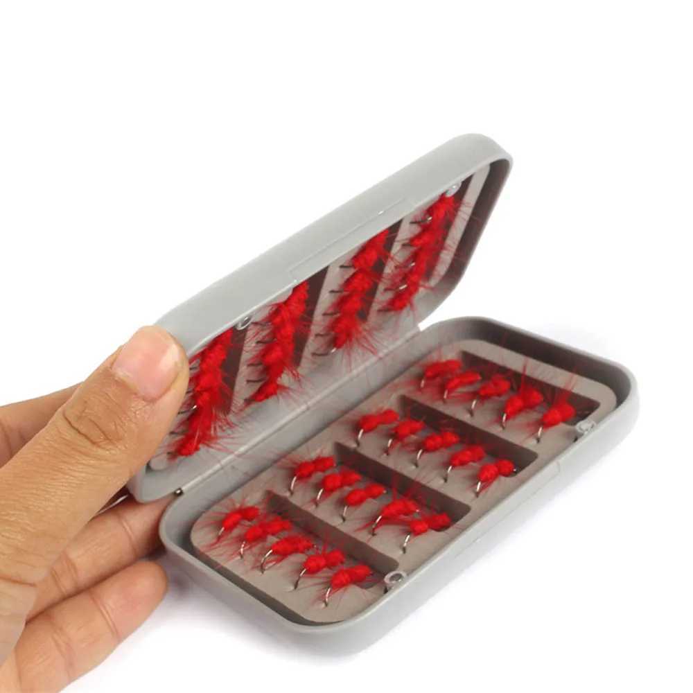 40Pcs/Box Lure Bait Kit Black Red Trout Nymph Fly Fishing Lure Dry/Wet Flies Nymphs Ice Fishing Lures Artificial Bait with BoxedXJ250122