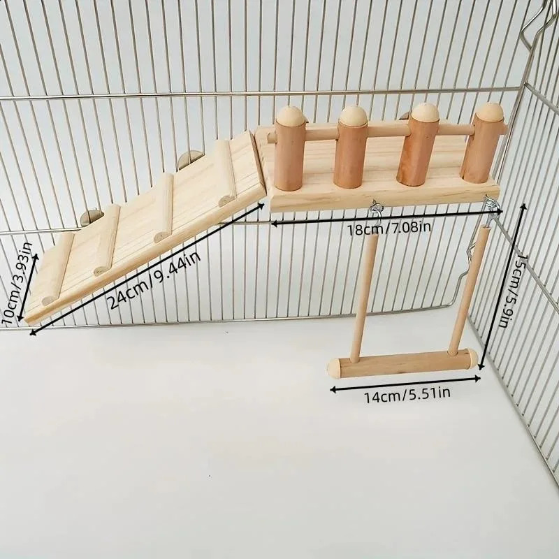 Bird Perches Platform Swing Climbing Ladder Parrot Cage Accessories Wooden Playing Gyms Exercise Stands Parrot Cage Toys Sets 250121