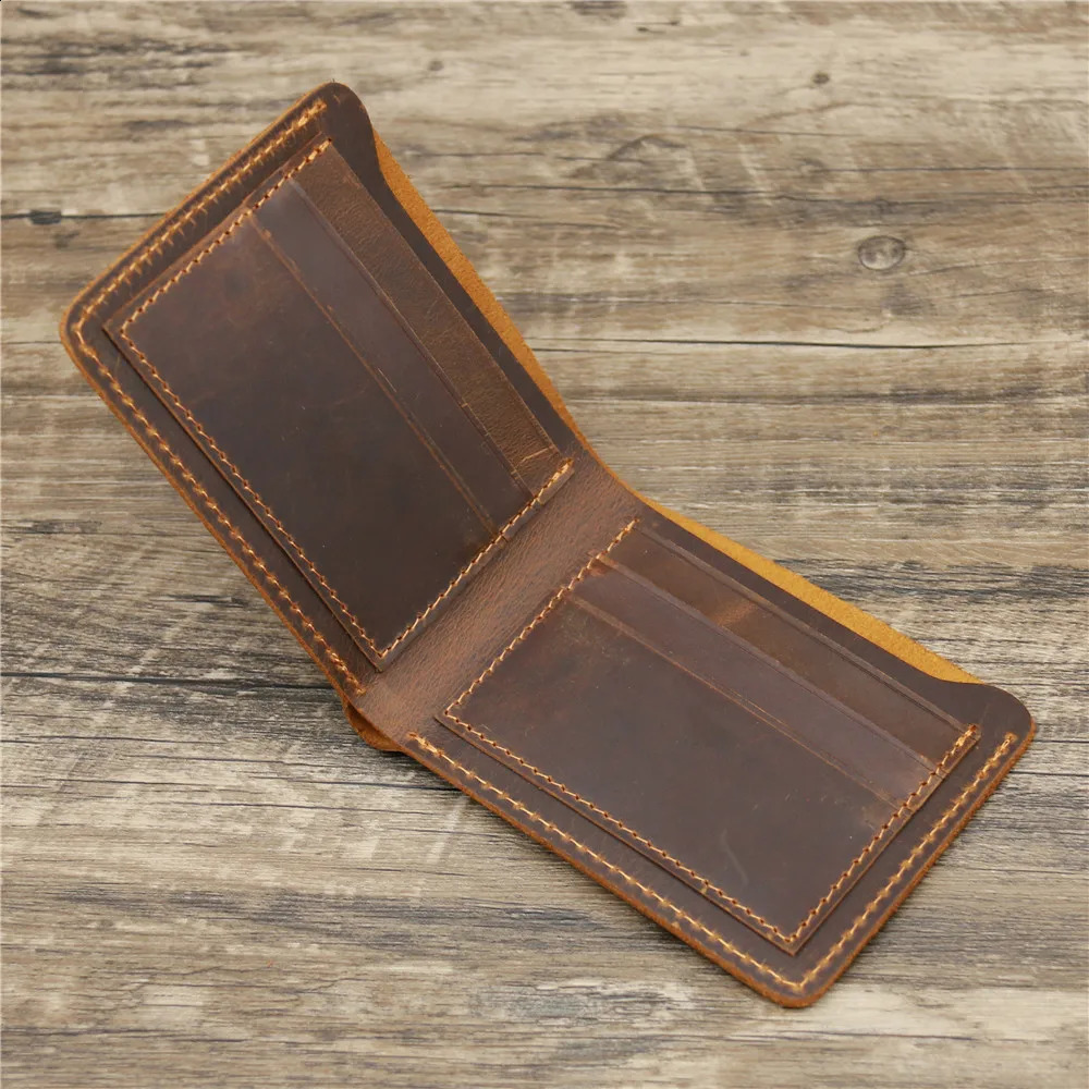 Vintage Card Holder Men Genuine Leather Credit Card Holder Small Wallet Money Bag ID Card Case Mini Purse For Male 250120