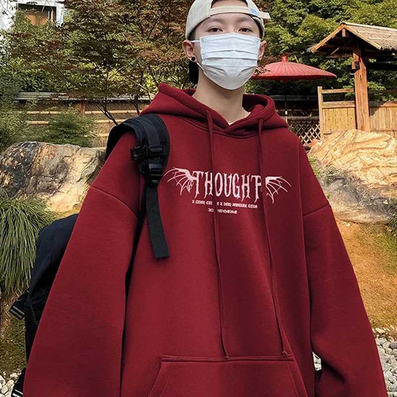 Autumn Goth Rose Graphic Print Mens Hoodies Hip Hop Fashion Y2K Streetwear Clothes Casual Fleece Loose Pullover SweatshirtsXJ2500118