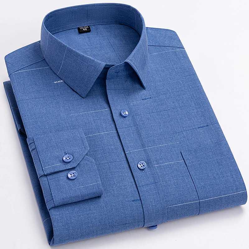 2024 New Mens Long Sleeve Shirt Fashion Casual Soft Anti-wrinkle Business Formal Stripe Regular Fit Male Blouse Large Size 7XLXJ250121