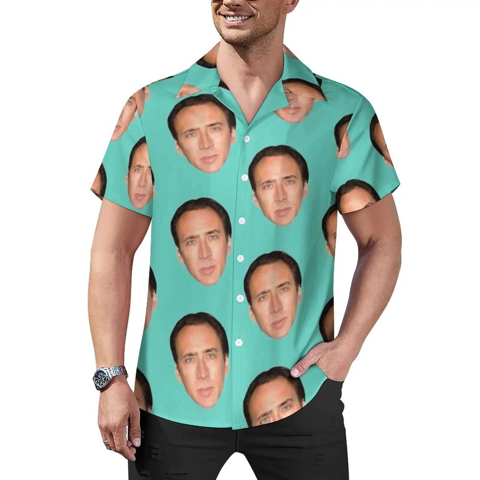 Nicolas Cage 3D Printed Lapel Men Shirt Man/Women Casual Fashion Short Sleeves Shirts Button Streetwear Oversized Unisex ClothesXJ250121