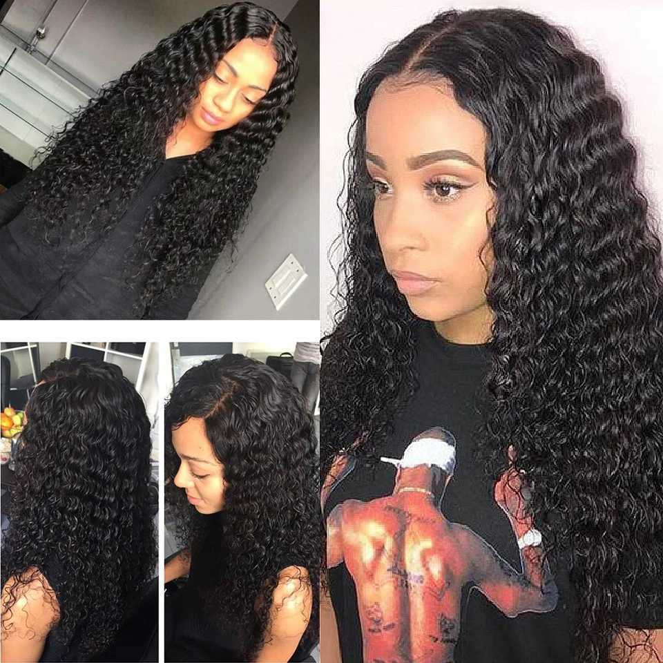 Aircabin Deep Wave Bundles With Clo Double Weft Remy Hair Wet and Wavy Bundles With 4x4 Lace Clo Deep Curly 3/4 BundlesXJ250120