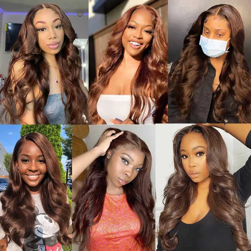 #4 Brown Human Hair Bundles With Clo Brazilian Body Wave Weave Bundles 100% Human Hair Extensions Lace Frontal ClearanceXJ250120