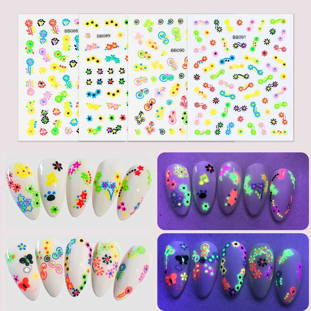 5pcs 5D Colorful Children Nail Art Stickers Kawaii Butterfly Flower Bow Adhesive Acrylic Manicure Decals Decorations AccessoriesXJ250120