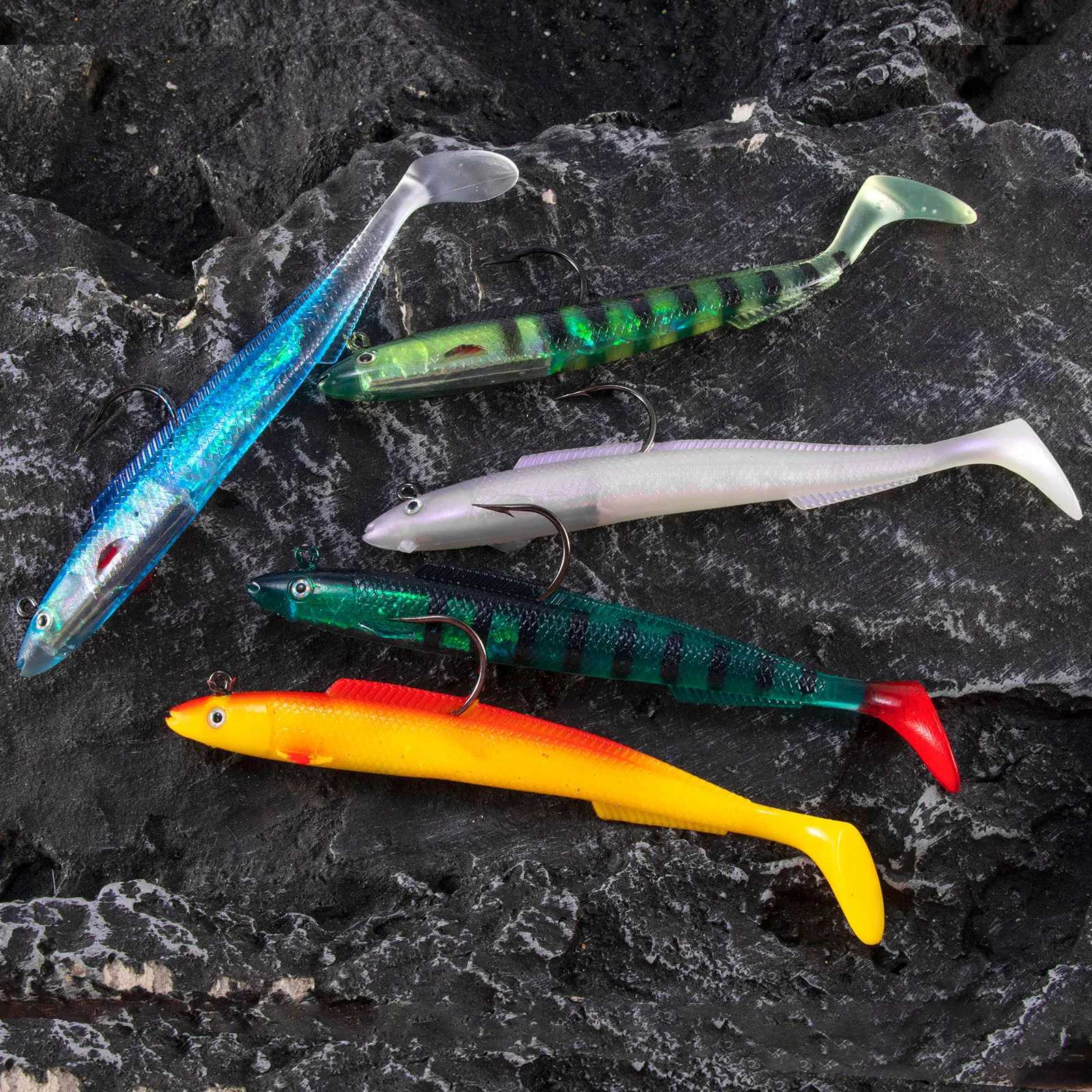 3pcs Sandeel Fishing Lure 15cm/30g Jig Head Soft Lure with Paddle-Tail Swimbait Pre-Rigged for Sea Fishing Bass Pike Trout PerchXJ250122