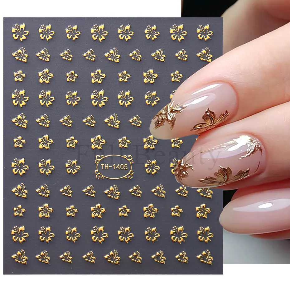 3D Golden Stripe Lines Sticker For Nails Metal Strip Tape Design Marble Ribbon Bow Flower Nail Art Adhesive Decal Manicure DecorXJ250120