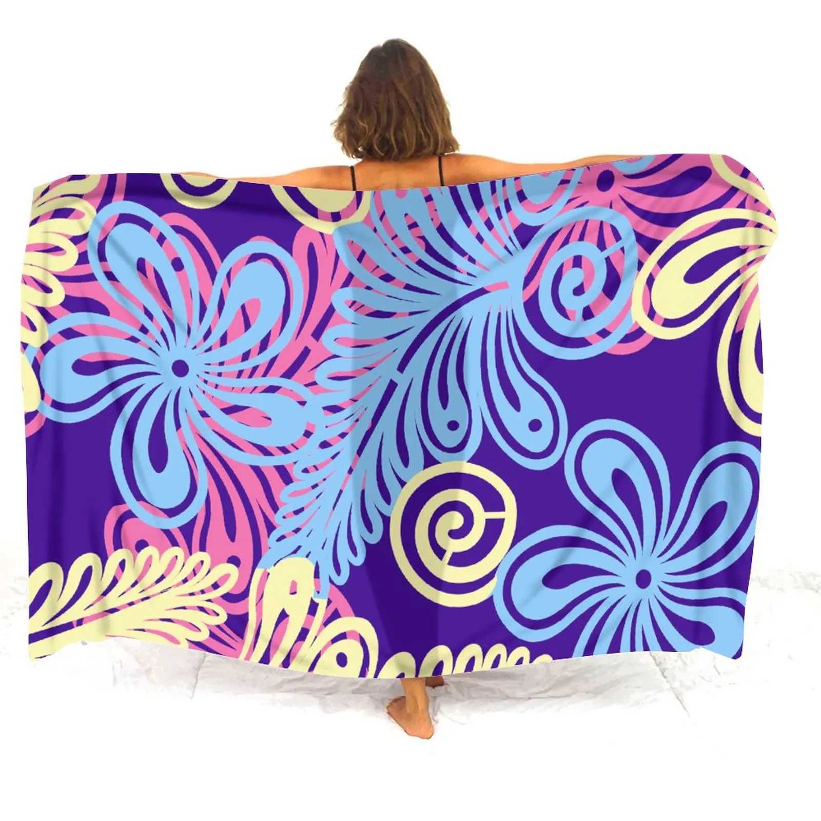 Polynesian Tribal Peoples Printed Scarf Sarong Retro Design Large Size Ladies Custom Beach Coat Smock Summer W250120