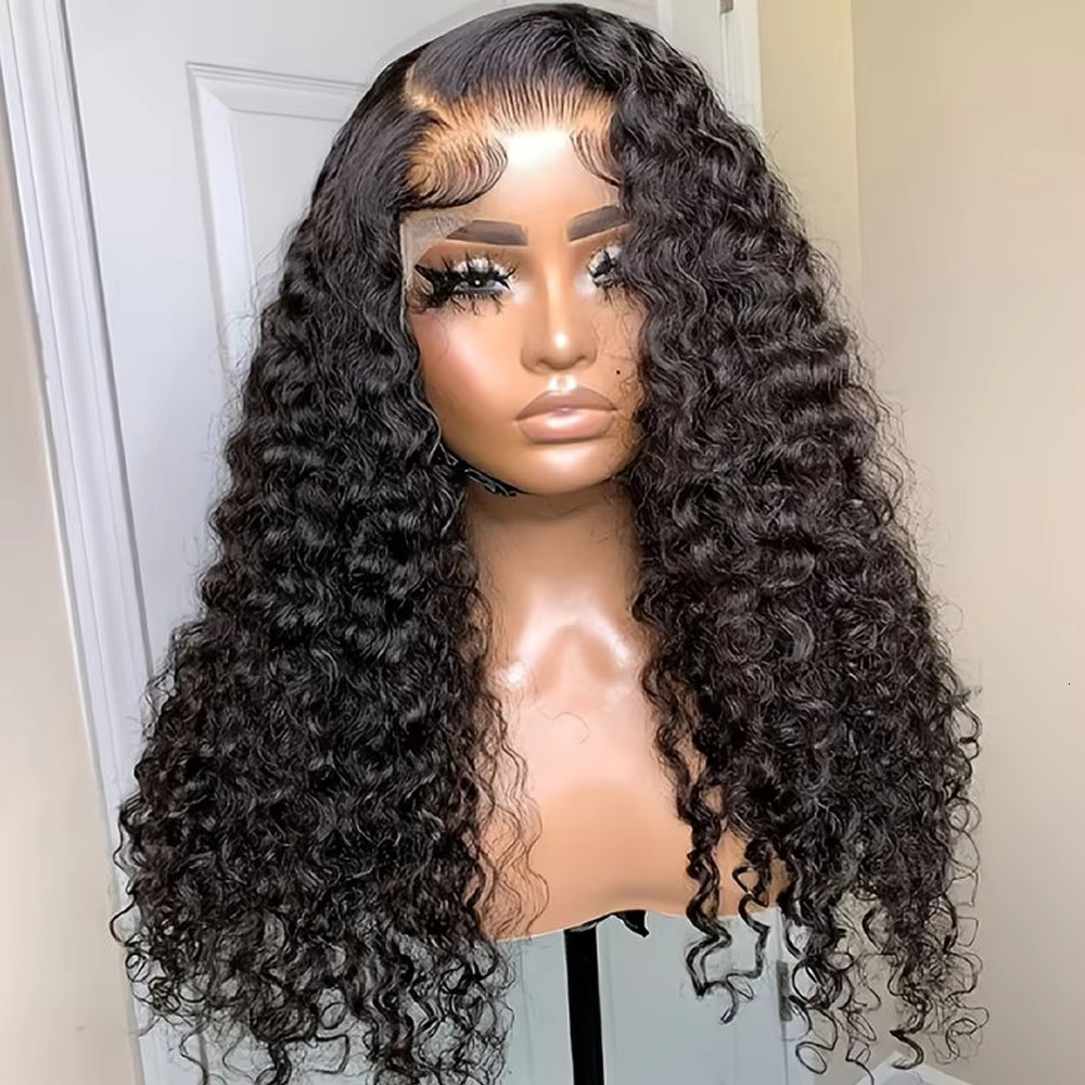 Deep Wave Transparent 13X4 13X6 Frontal Jerry Curly Human Hair Lace Front Wig For Women