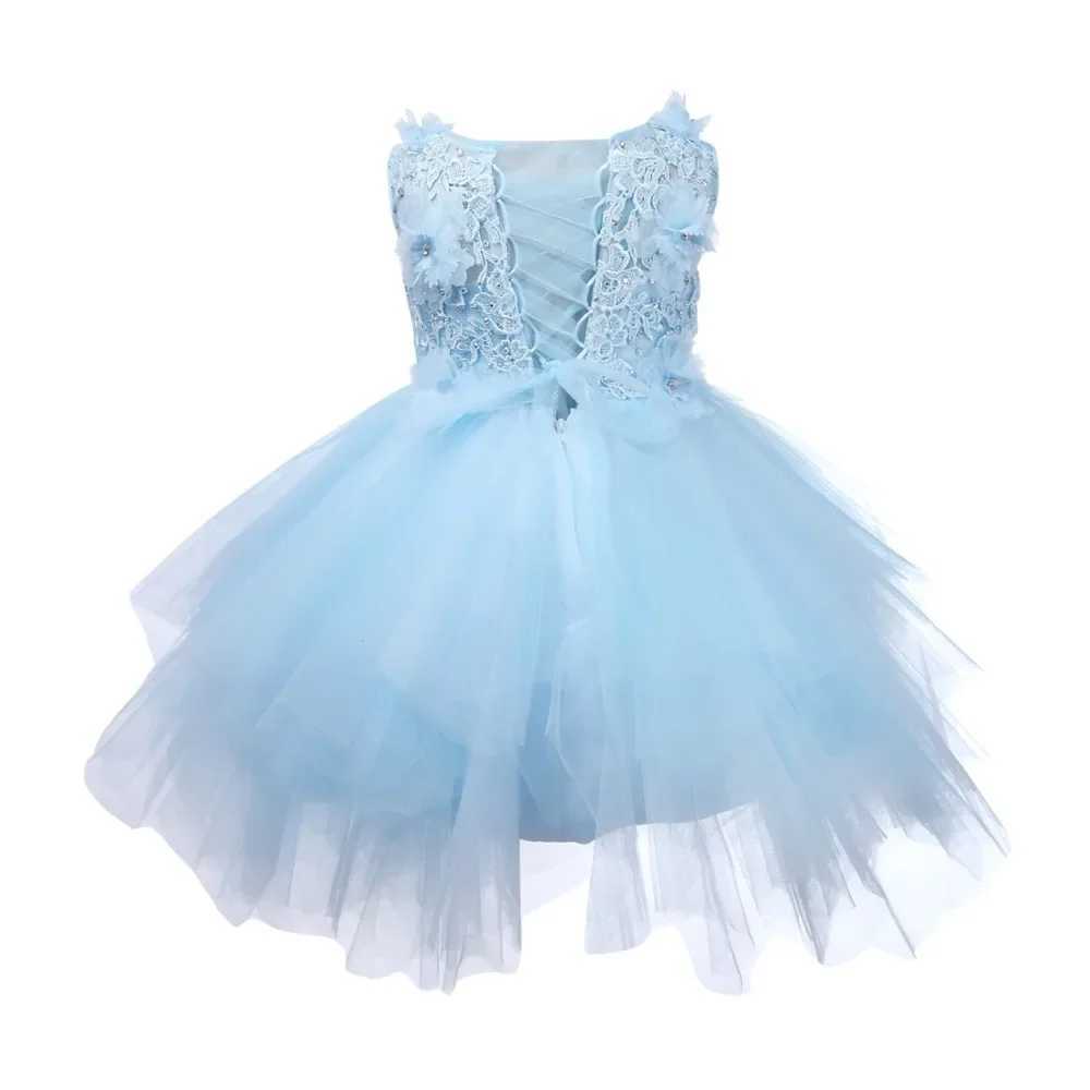 Light Blue Baby Dresses Girl Newborn 1st Year Birthday Infant Outfit Beaded Appliques Princess Party Wedding Christening Gown X250203