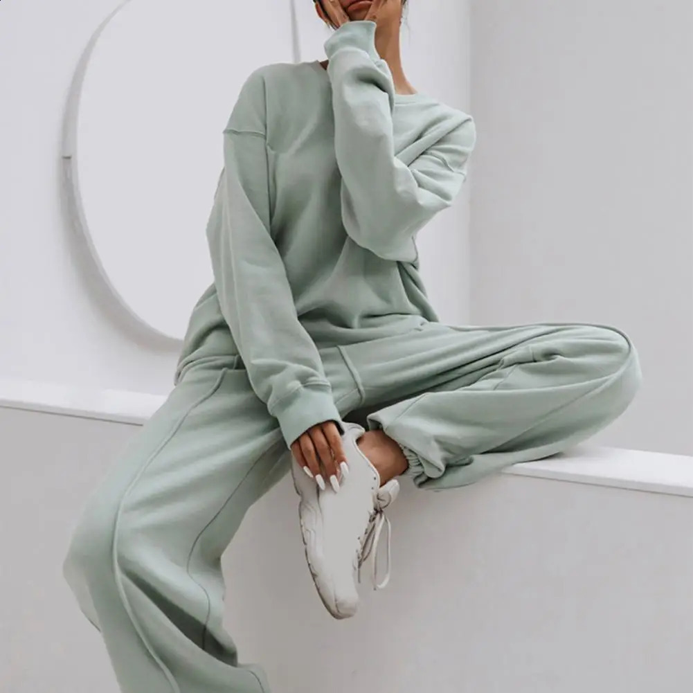 Womens 2 Piece Outfits Pants Sets Sweatsuits Tracksuit Oversized Hoodie Sweatshirt Matching Sweatpants Lounge Set 250114Z