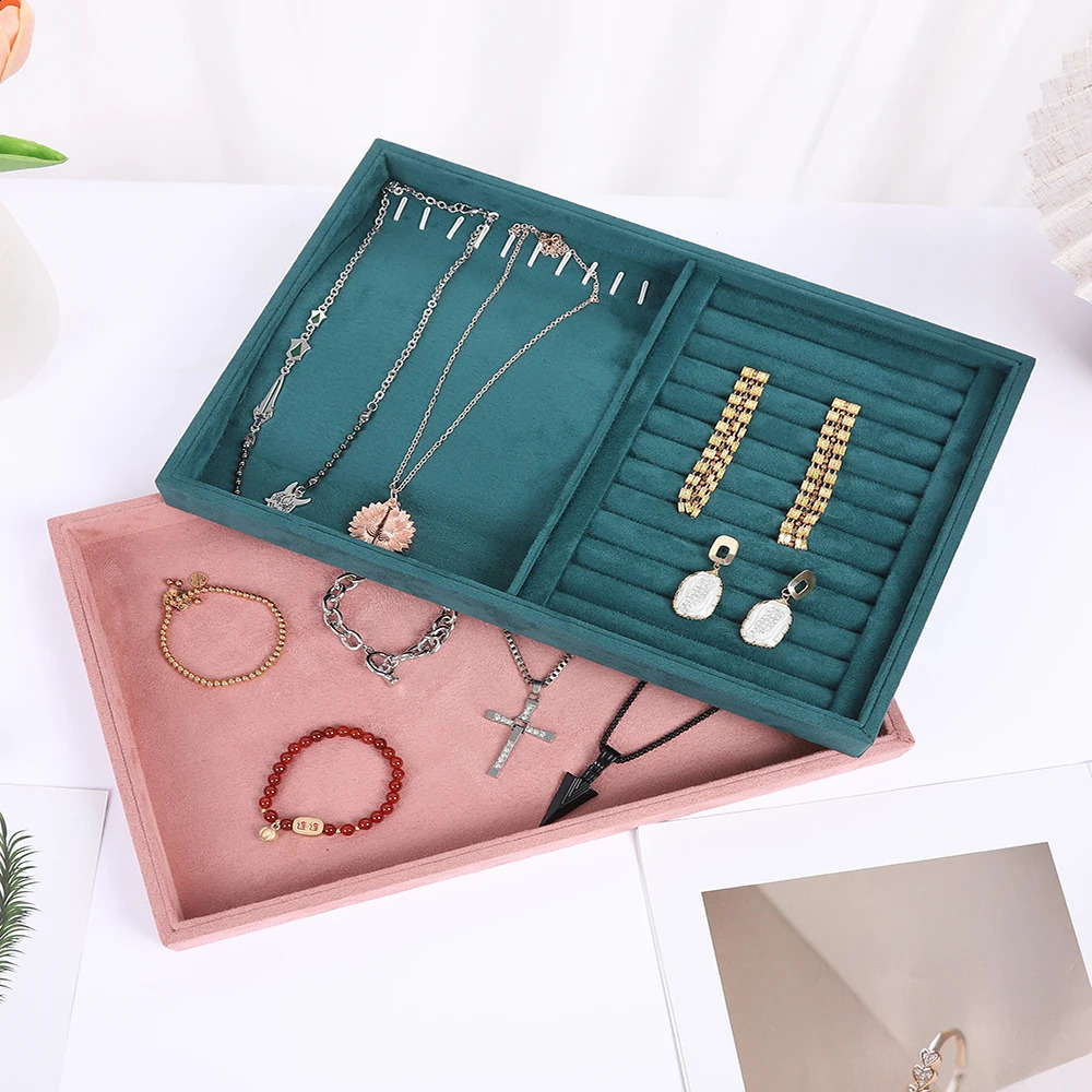 Fashion 1 Pcs Velvet Jewelry Display Tray Multicolor Organizer Holder Box Necklaces Bracelets Rings Storage Show Tray Case 250117