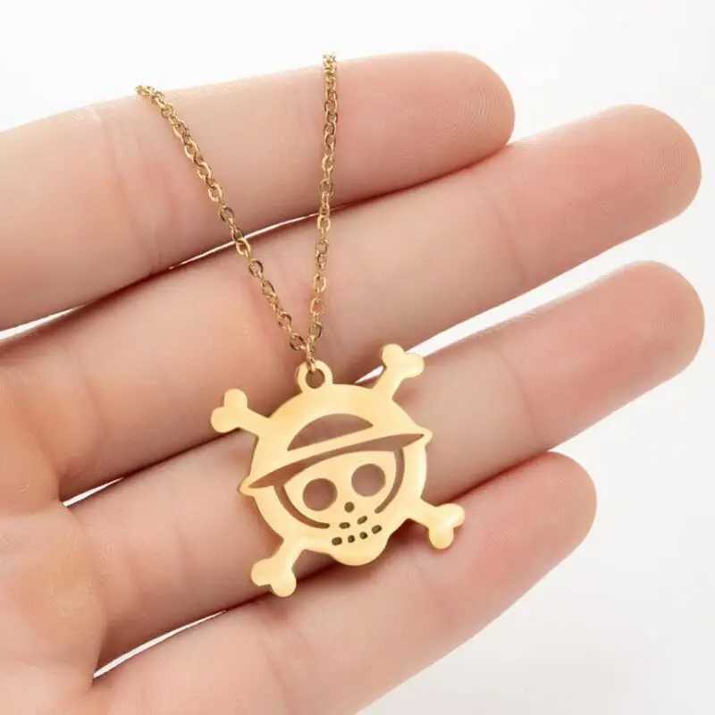 Anime One Piece Luffy Saron Skeleton Pirate Pendants Chain Choker Jewellery cosplay Fashion Necklace Jewelry Party AccessoriesXJ250121