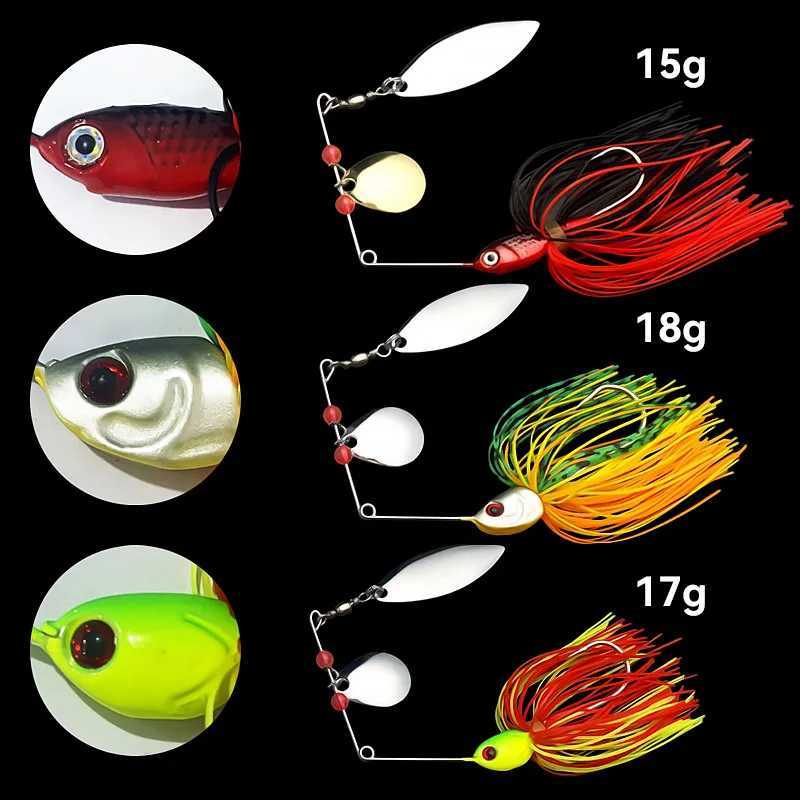Bazooka 15g 18g Spinnerbait Fishing Lure Wire Bait Metal Spinner Buzzbait Swimbait Hook peche JIG Kit Skirt For Bass Pike WinterXJ250122