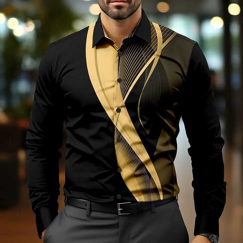 Mens Shirt Autumn Long Sleeve Shirts For Men 3d Printed Tops Street Fashion Casual Oversized Man Clothing Business Black ShirtsXJ250121