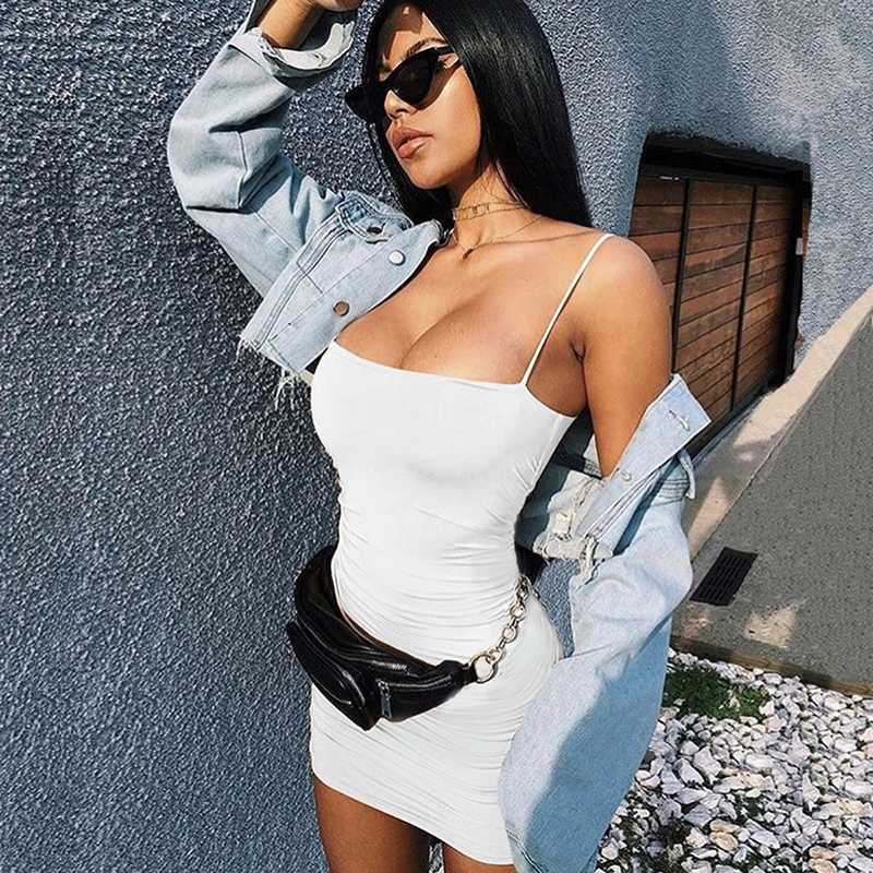 Summer Sexy Dress Spaghetti Strap Backless Bodycon Sveless Evening Party Club Short Mini Ladies Dresses Fashion Women ClothesXJ250115
