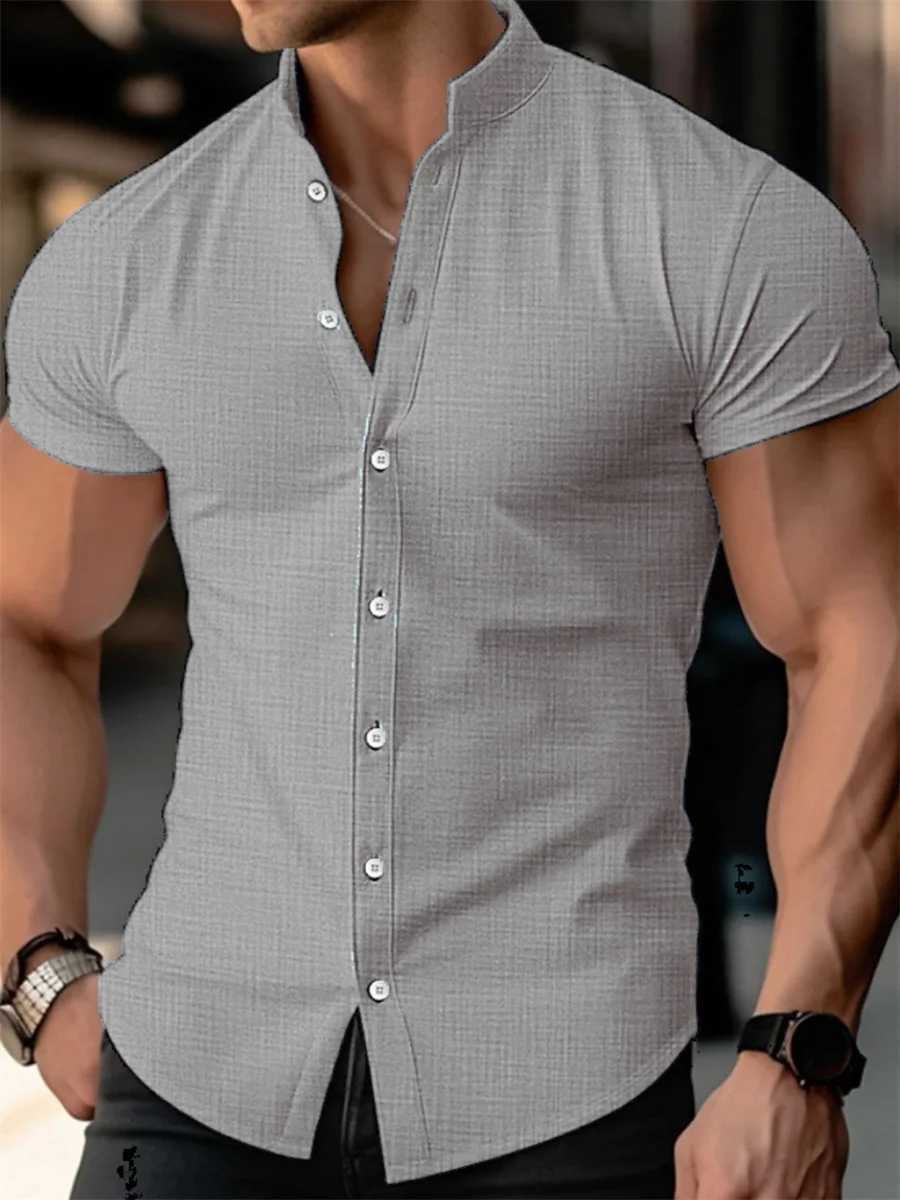 2024 Mens shirt Summer thin shirt Shirt Fashion Standling Shirt Short-sleeved Shirt Outdoor Casual XS-6XL comfortable fabricXJ250121