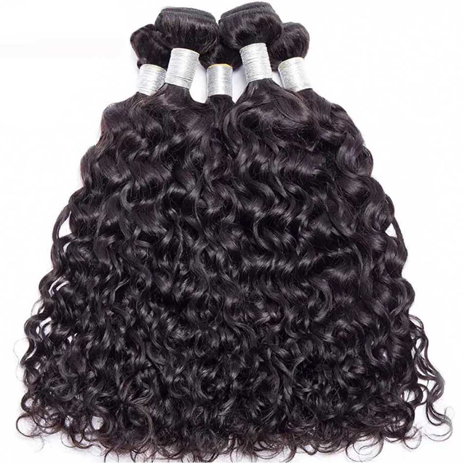 12A Water Wave Bundles With Clo Frontal Peruvian Deep Curl Wet and Wavy Bundles With Clo 100% Remy Human Hair WeaveXJ250120