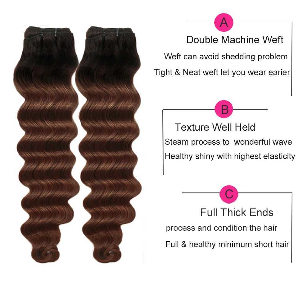 Ombre Loose Deep Bundles With Clo 1B Brown Human Hair With 4x4 Lace Clo Two tone Dark Root To Brown Brazilian Human HairXJ250120