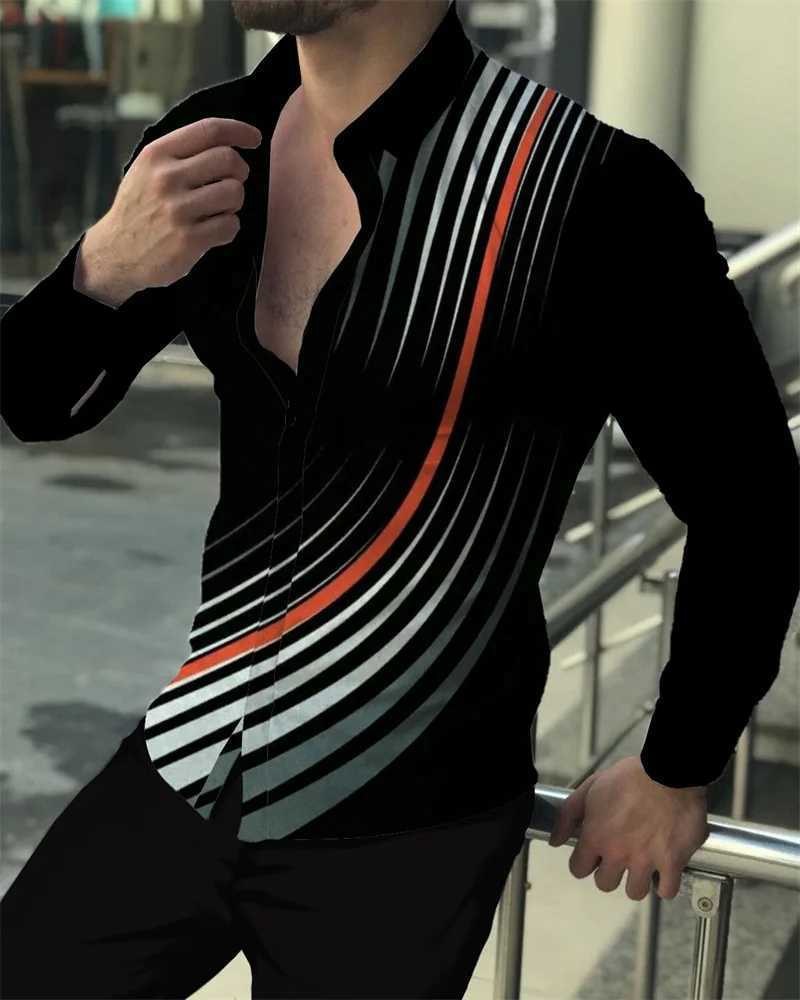 Mens Luxury Social Mens Shirts Lapel Button Shirts Casual Plaid Print Long Sleeve Tops Mens Club Prom Cardigan Tops 2023XJ250121