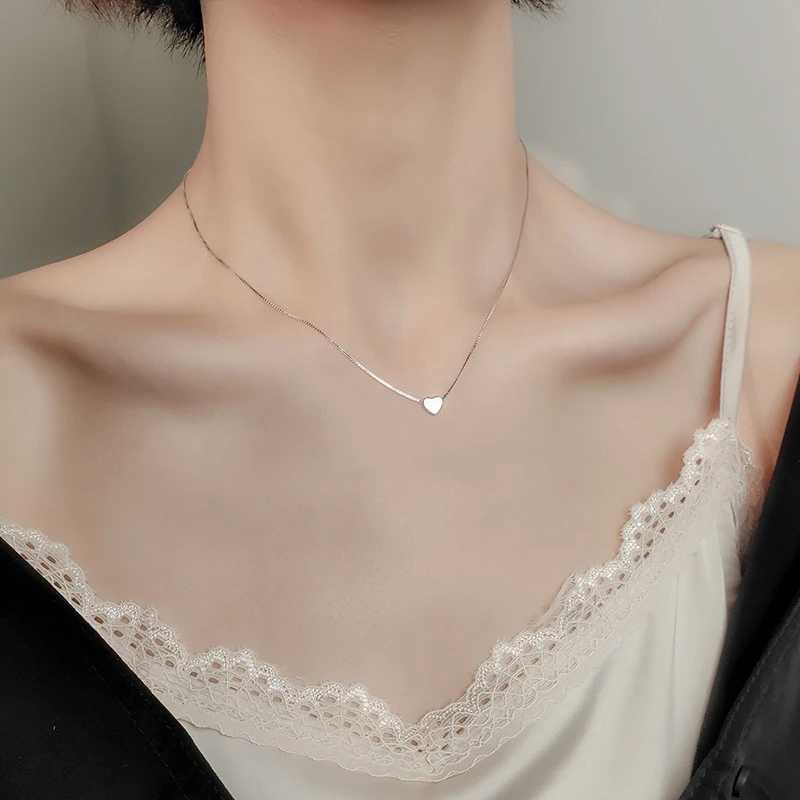 Fashion 925 Sterling Silver Heart Pendant Necklace Clavicle Chain For Women Fine Jewelry Wedding Party Birtay GiftXJ250114