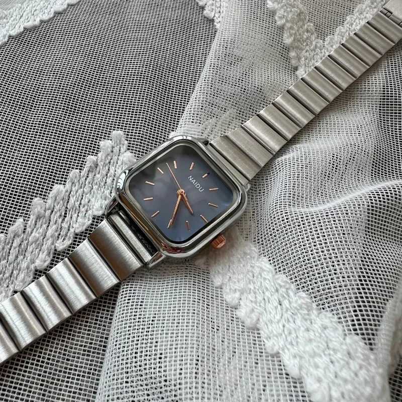 Hot S Wen Quartz Watch Square Dial Stainless Steel Bamboo Strap Casual Fashion Wristwatch Womens Watch Dropsing X250203