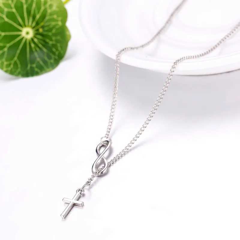 Unique Fashion Jewelry Infinity 8 Bit Minimalist Luck Cross Pendant Necklace Best Friend Chain Necklaces for Women WholesaleXJ250121