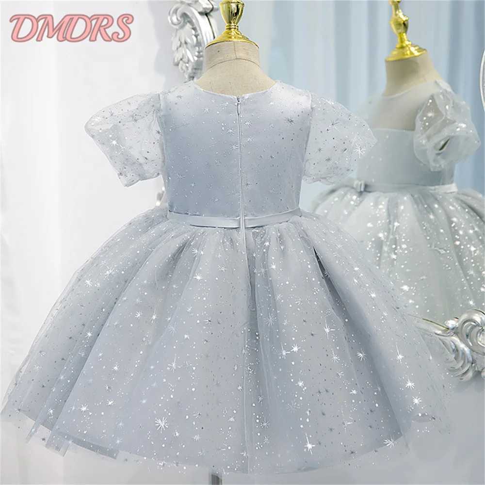 Simple Little Girls First Birthday Ball Gown Multicolor Baptism Toddler Girls Sparkle Sequin Puffy Dress Elegant Evening Dress X250203