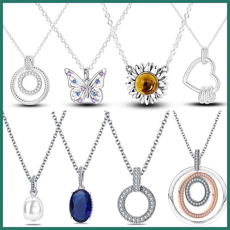 Hot 925 Sterling Silver Necklace For Women Round Pendent Sparkling Pave CZ Necklace Fashion Anniversary Birtay Jewelry GiftsXJ250114