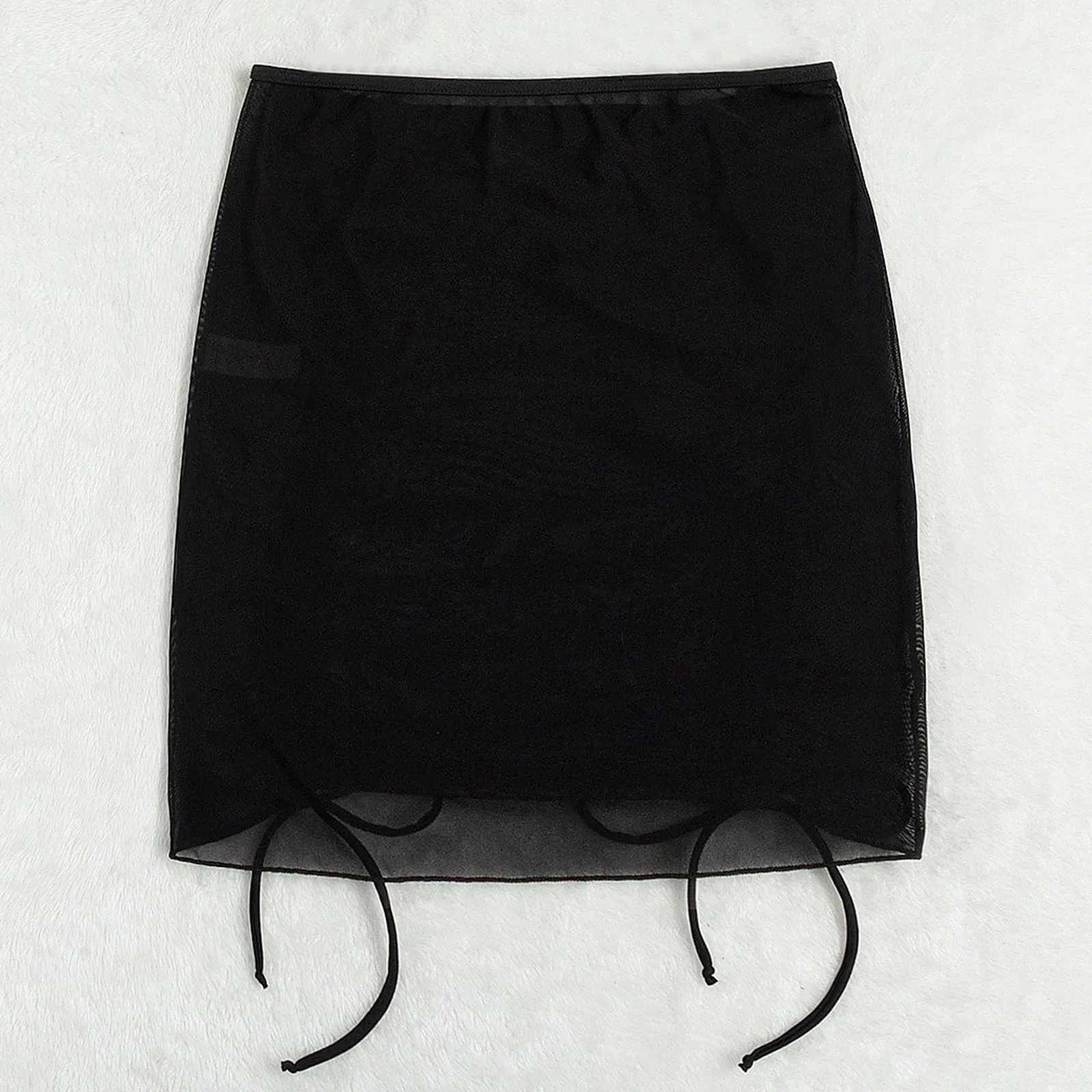 Cover Up Skirt Women Ruffle Trim Sheer Beach Skirt Beach Wr Bikini Shiny Wrs Cover Ups Mesh Drstring Summer Swimwear W250120