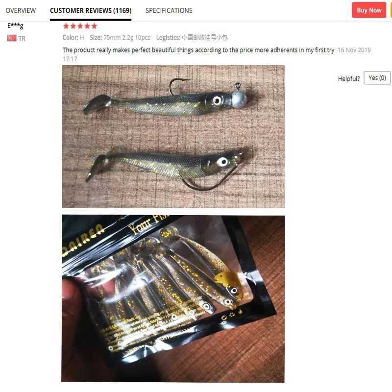 10 Pcs Jigging Wobblers Soft Baits 6.5cm 2g 3D Eyes Aritificial Silicone Bait Fishing Lure T Tail Bass Pike Pesca Fishing TackleXJ250122