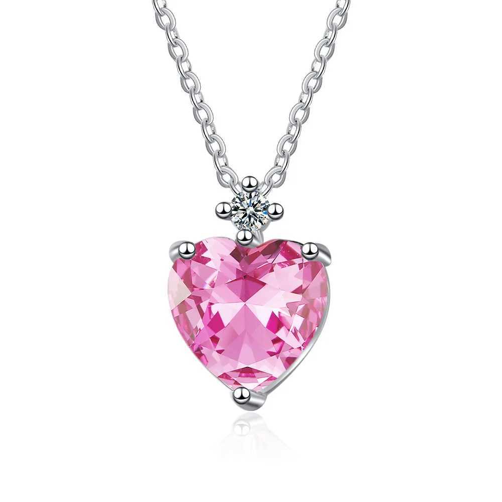 New in 925 Sterling Silver Heart Pink Zircon Womens Neck Chain Necklaces Luxury Jewelry Wholesale Offers WithXJ250114