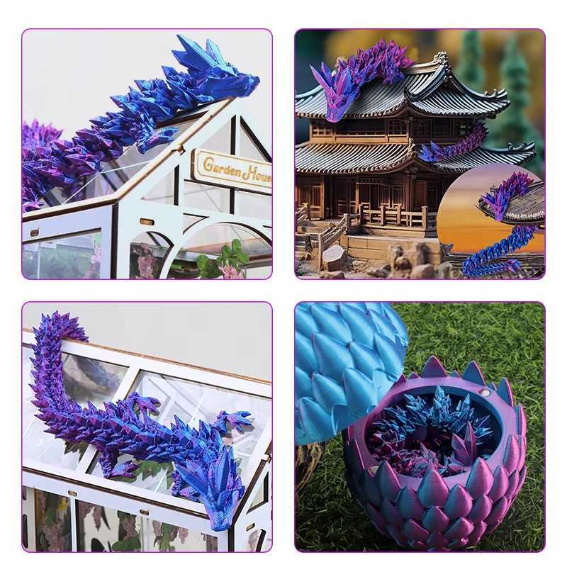 Luminous 3D Printed Articulated Dragon Crystal Sculpture Dragon Egg Gem Dragon Fidget Toy For Autism Christmas Gift Office Decor Z250220