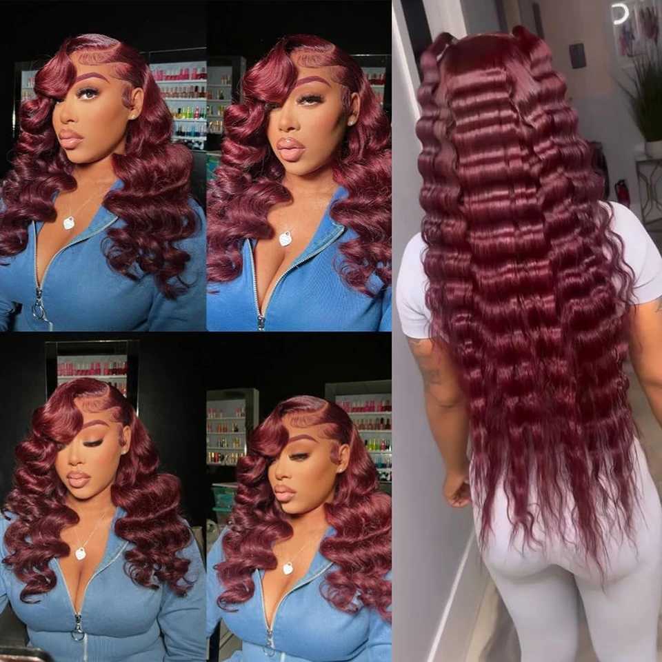 Burgundy Bundles with Clo 99j Loose Deep wave Human Hair with 4x4 lace clo Free Part Virgin Raw Hair ExtensionsXJ250120