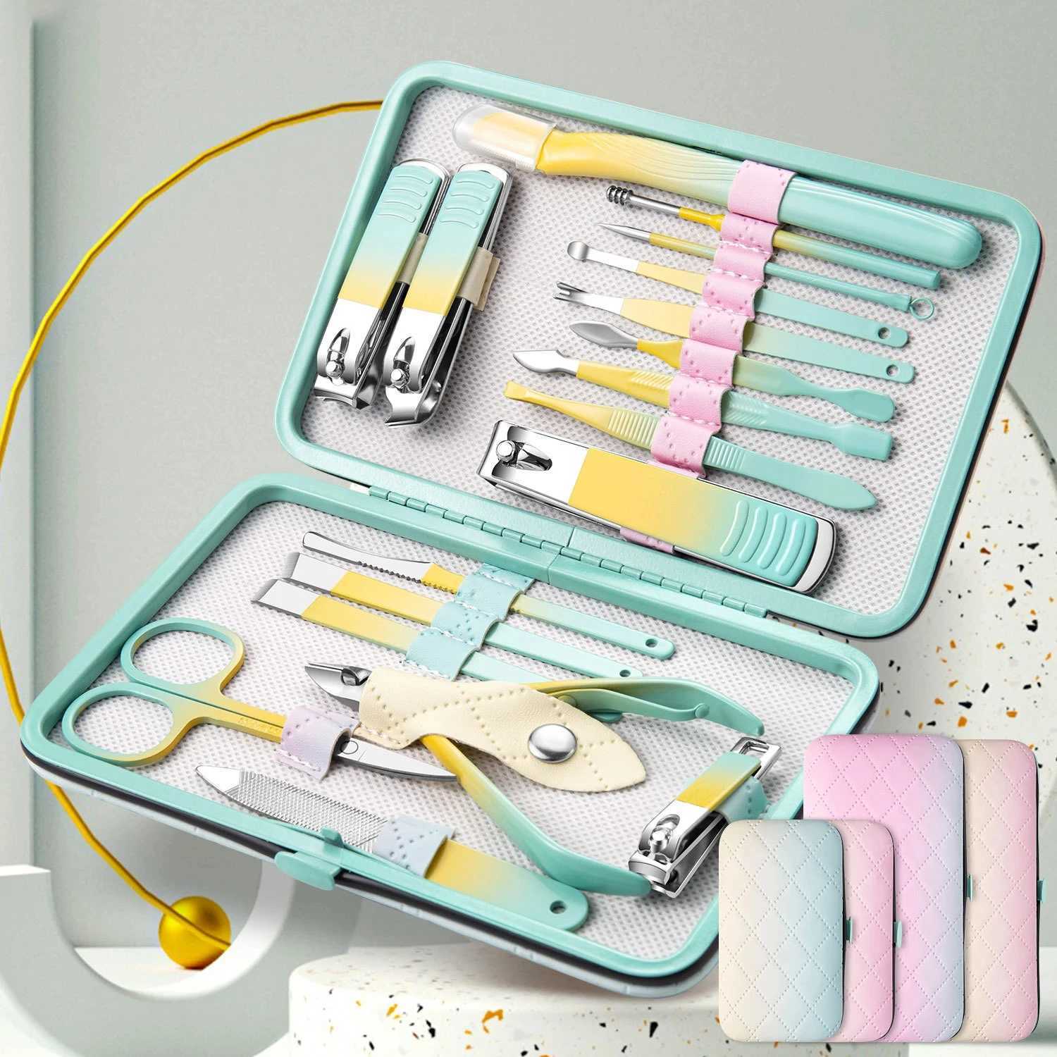 New Gradient colors 7-18pcs Manicure Set Pedicure Sets Nail Clippers High-quality Steel Professional Nail Cutters ToolsXJ250121