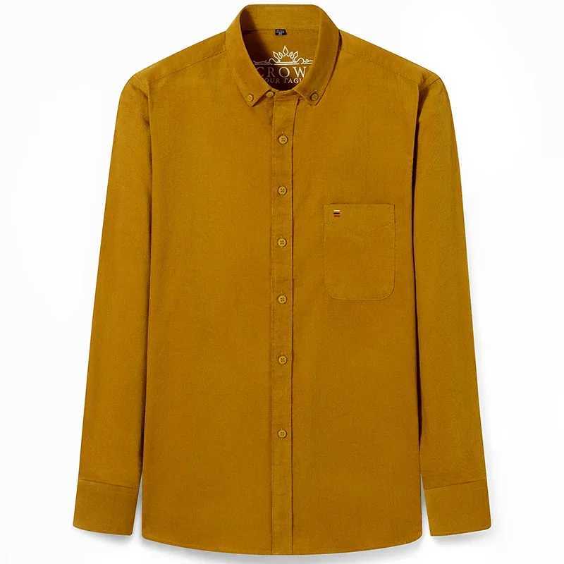 2023 Cotton Corduroy Autumn Winter Long Sleeve Regular Fit Mens Casual Shirt Warm Solid Mens Shirts With PoketsXJ250121