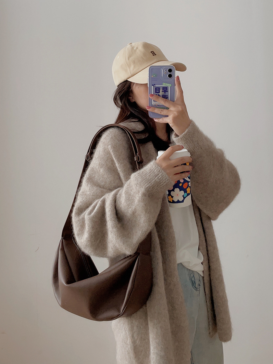 Bag Fashionable Pleated Lazy Crossbody Dumpling Genuine Leather Wide Strap Cloud Underarm 2024 New Single Shoulder Bag For Women
