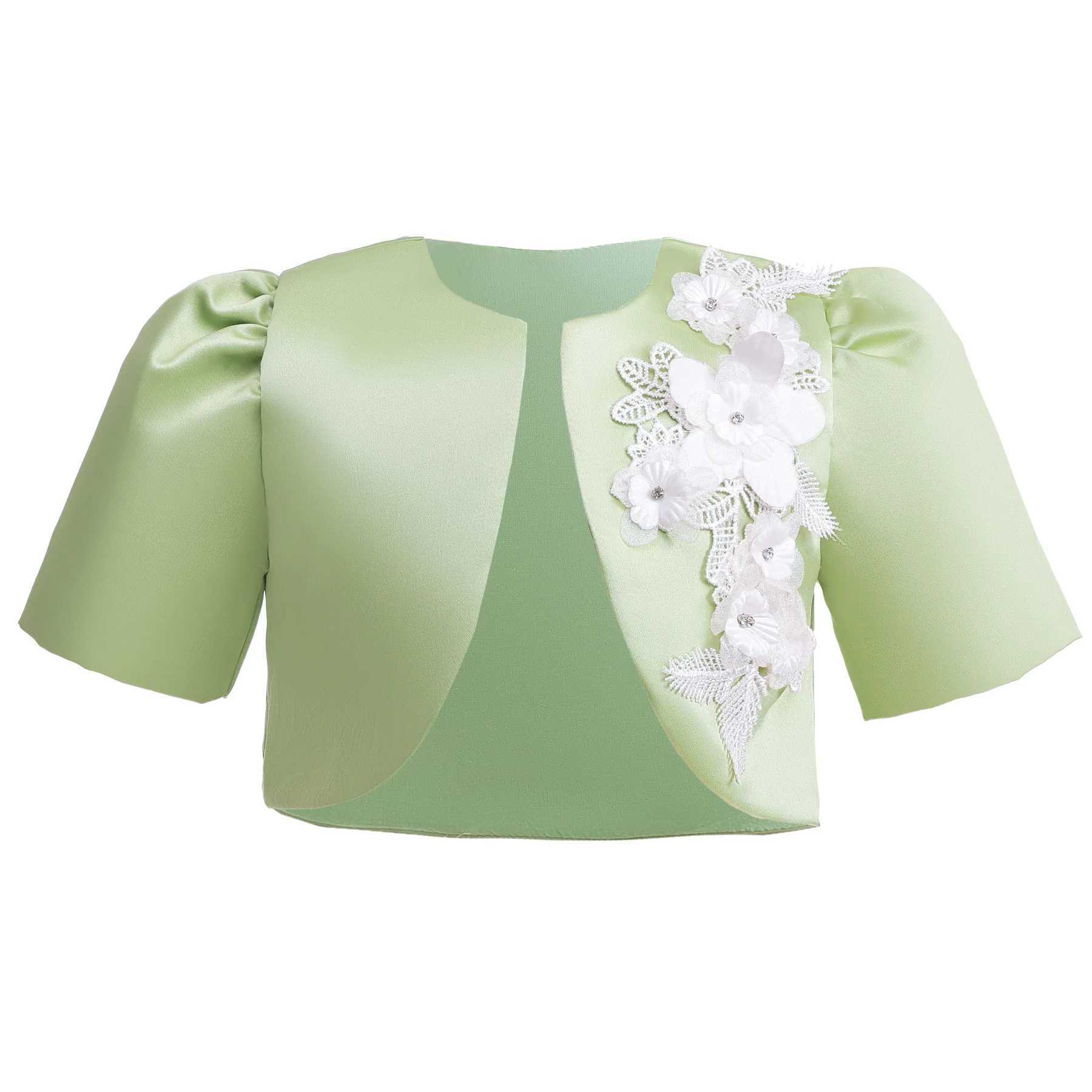 New Girls Dress Summer Sleeveless Princess Dress + Matcha Green Short Jacket 2Pcs Piano Performance Gown 2-10 Years Kids Clothes X250203